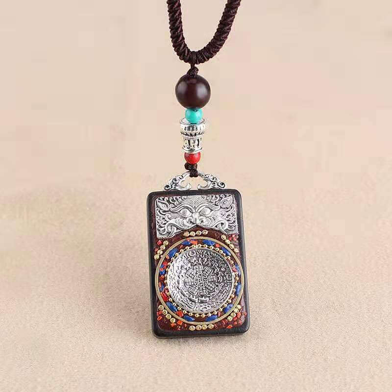 Nine-grid Pattern Bagua Ebony Pendant Necklace – Taikong Sky