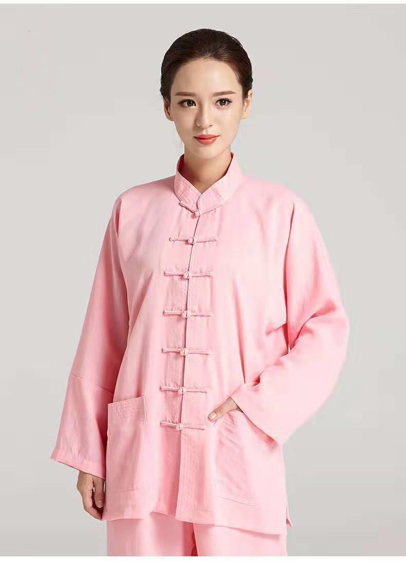 Women’s Tai Chi Clothing Pink Linen Kung Fu Uniform – Taikong Sky